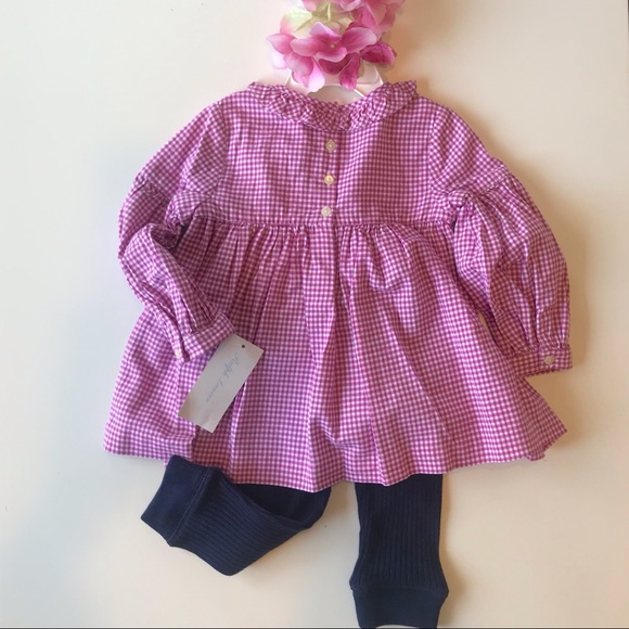 Ralph Lauren plaid puff sleeve dress w/ leggings. - Picture 2 of 3